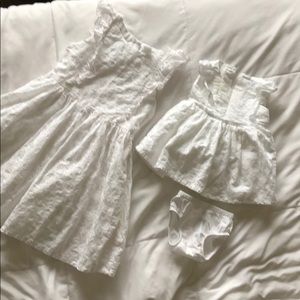 Matching girl size 6/6x & 3mo white Easter dresses